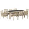 vidaXL Conjunto de Jantar para Jardim 9 unid. Bege vime PE