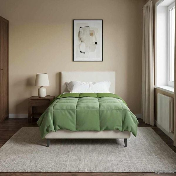 vidaXL Duvet de Ano Inteiro Colchonete Verde 155 x 200 cm Microfibra