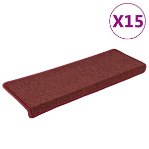 vidaXL Tapetes de escada 15 pe&ccedil;as 65x21x4 cm Bord&ocirc; com borda retangular