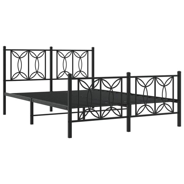 vidaXL Estrutura de cama com cabeceira e p&eacute;s 135x190 cm metal preto