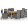 vidaXL 9 pcs conjunto de jantar para jardim cinzento