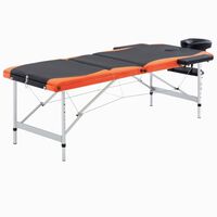 vidaXL Mesa de massagem dobrável 3 zonas alumínio preto e laranja