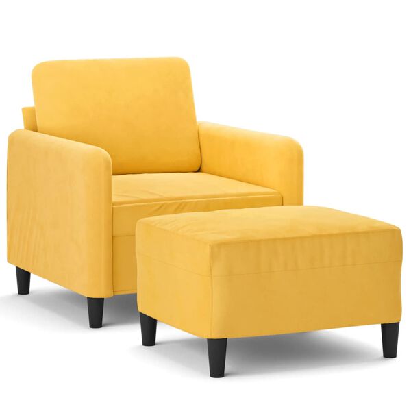 vidaXL Poltrona com apoio de p&eacute;s 60 cm veludo amarelo-claro