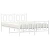 vidaXL Estrutura de cama com cabeceira e p&eacute;s 135x190 cm metal branco