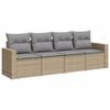 vidaXL 4 pcs conjunto de sof&aacute;s para jardim c/ almofad&otilde;es vime PE bege