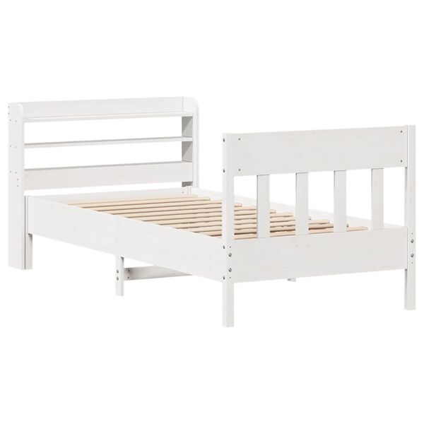 vidaXL Cama sem colch&atilde;o 90x200 cm madeira de pinho maci&ccedil;a branco