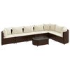vidaXL 8 pcs conjunto sof&aacute;s de jardim c/ almofad&otilde;es vime PE castanho