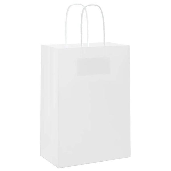 vidaXL Sacos de papel 50 unid com alças branco 15x8x21 cm