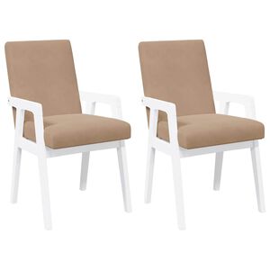 vidaXL Cadeiras de jantar com almofad&otilde;es 2 pcs madeira maci&ccedil;a branco