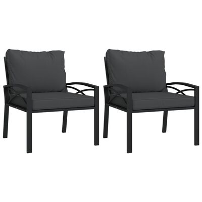 vidaXL Cadeiras de jardim c/ almofadões cinzentos 2pcs 68x76x79 cm aço