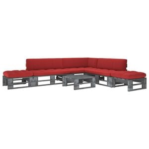 vidaXL 6 pcs conj. lounge paletes c/ almofad&otilde;es pinho impregnado cinza