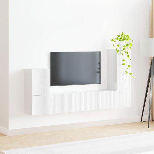 vidaXL Conjunto de m&oacute;vel de TV 3 pcs Branco Brilhante