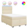 vidaXL Cama com molas/colch&atilde;o 120x200 cm tecido cor creme