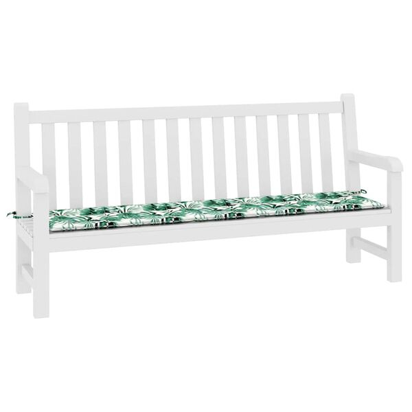vidaXL Travesseiro para Banco de Jardim Floral Verde 200 x 50 x 4 cm