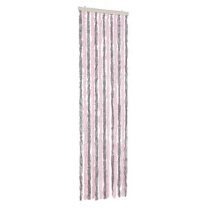 vidaXL Cortina anti-insetos 56x185 cm chenille cinza-prateado e rosa