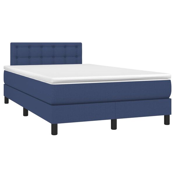 vidaXL Cama box spring c/ colch&atilde;o e LED 120x200 cm tecido azul