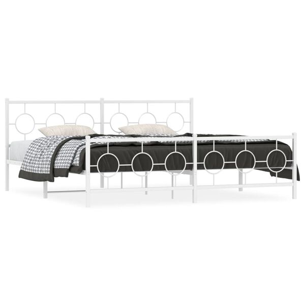 vidaXL Estrutura de cama com cabeceira e pés 193x203 cm metal branco