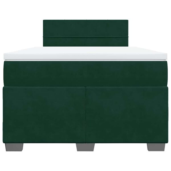 vidaXL Cama boxspring com colch&atilde;o 120x200 cm veludo verde-escuro