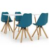 vidaXL Conjunto de jantar 5 pe&ccedil;as 120x60 cm turquesa e preto