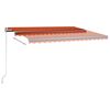 vidaXL Toldo autom. LED e sensor de vento 400x350 cm laranja/castanho