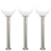 vidaXL Lumin&aacute;rias de balizamento com sensor, 3 unidades, 80 cm, a&ccedil;o inoxid&aacute;vel, IP44