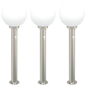 vidaXL Lumin&aacute;rias de balizamento com sensor, 3 unidades, 80 cm, a&ccedil;o inoxid&aacute;vel, IP44
