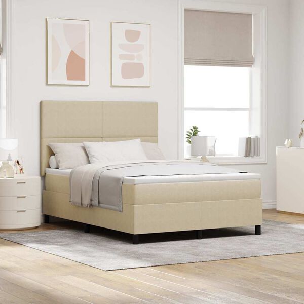 vidaXL Cama Box Manual Cinza Claro e Branco 193 x 144 x 128 cm