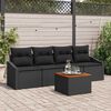vidaXL Conjunto de Sof&aacute; de Jardim com almofada 5 pcs Preto vime PE