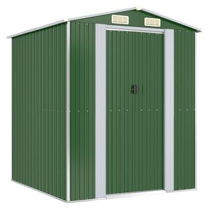 vidaXL Abrigo de jardim 192x191x223 cm a&ccedil;o galvanizado verde