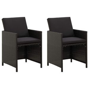 vidaXL Cadeiras de jardim com almofad&otilde;es 2 pcs vime PE preto