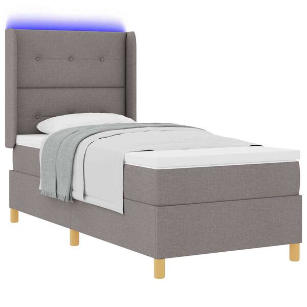 vidaXL Cama Box com colch&atilde;o Cinzento-acastanhado 90 x 190 cm tecido