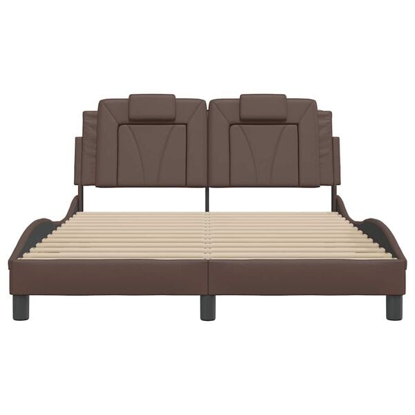 vidaXL Estrutura de cama Viana sem colch&atilde;o couro artificial 140x190cm castanho