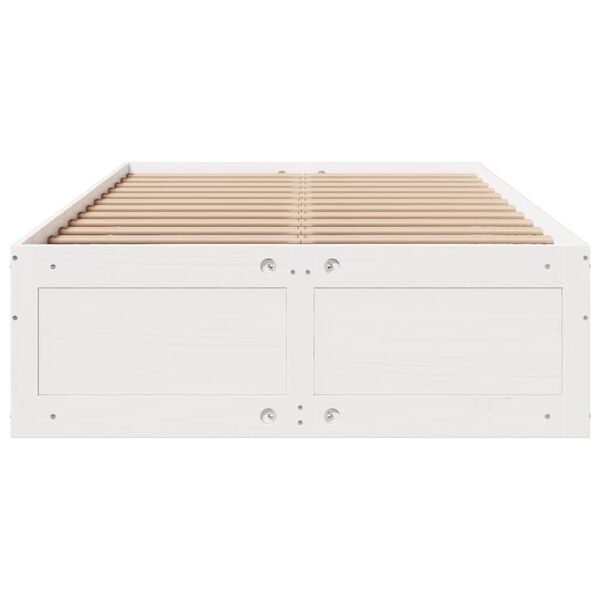 vidaXL Cama sem colch&atilde;o com gavetas 135x190 cm pinho maci&ccedil;o branco