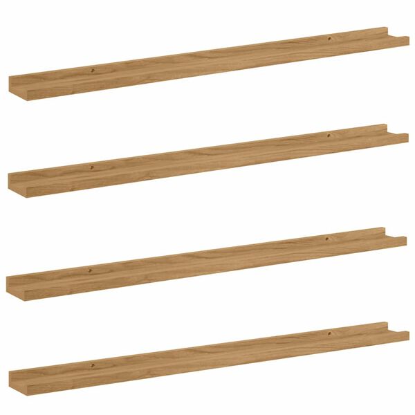 vidaXL Prateleira de Parede 4 pcs Castanho 100 x 9 x 3 cm