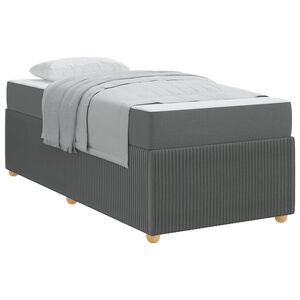 vidaXL Estrutura da Cama com colch&atilde;o Cinza Escuro 90 x 190 cm tecido