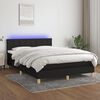 vidaXL Cama box spring c/ colch&atilde;o e LED 140x190 cm tecido preto