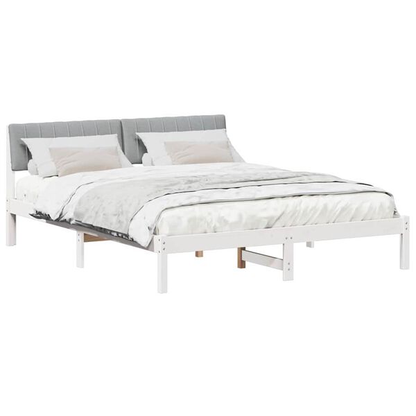 vidaXL Estrutura da cama Branco e cinza claro 160 x 200 cm