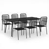 vidaXL 7 pcs conjunto de jantar p/ jardim corda de algod&atilde;o e a&ccedil;o preto