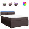 vidaXL Cama com molas/colch&atilde;o 160x200 cm tecido castanho-escuro