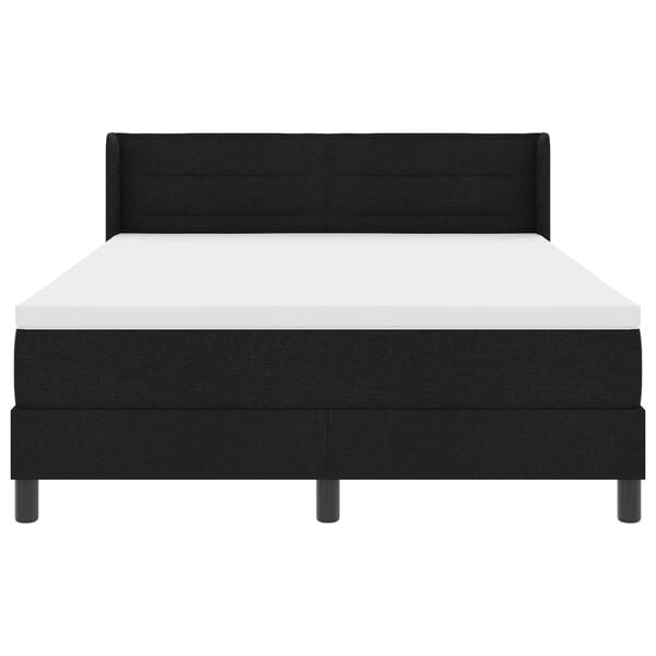 vidaXL Cama Box com colch&atilde;o com cabeceira Preto 190 x 140 cm Poli&eacute;ster
