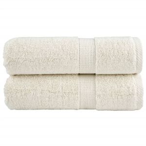 vidaXL Toalhas de rosto premium SOLUND 2 pe&ccedil;as creme 30x30 cm 600 g/m&sup2;