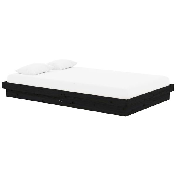 vidaXL Estrutura de cama 120x200 cm madeira maci&ccedil;a preto