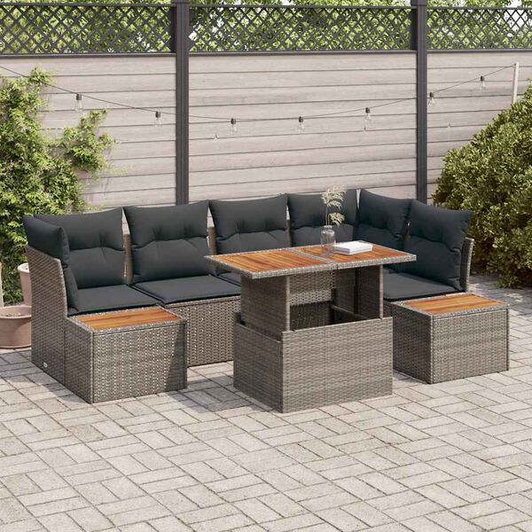 vidaXL Conjunto de Sof&aacute; de Jardim 10 pcs Cinzeto Rattan Sint&eacute;tico