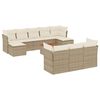 vidaXL 11 pcs conjunto sof&aacute;s de jardim c/ almofad&otilde;es vime PE bege