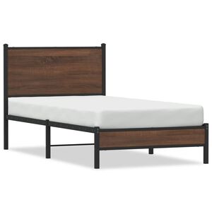vidaXL Estrutura de cama sem colch&atilde;o 80x200 cm metal carvalho castanho