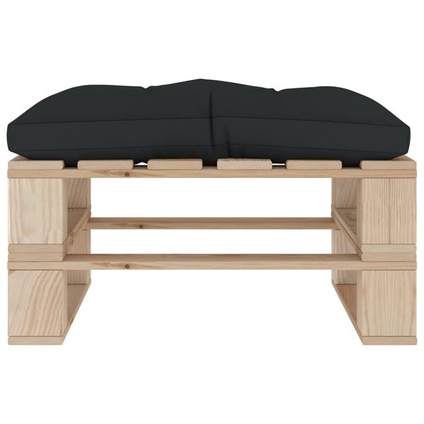 vidaXL Otomano de paletes para jardim com almofad&atilde;o antracite madeira