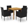 vidaXL 5 pcs conjunto de jantar para jardim preto