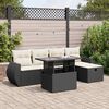 vidaXL 6 pcs conjunto sof&aacute;s de jardim c/ almofad&otilde;es vime PE preto