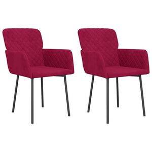 vidaXL Cadeiras de jantar 2 pcs veludo vermelho tinto