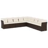 vidaXL 9 pcs conjunto sof&aacute;s p/ jardim c/ almofad&otilde;es vime PE castanho